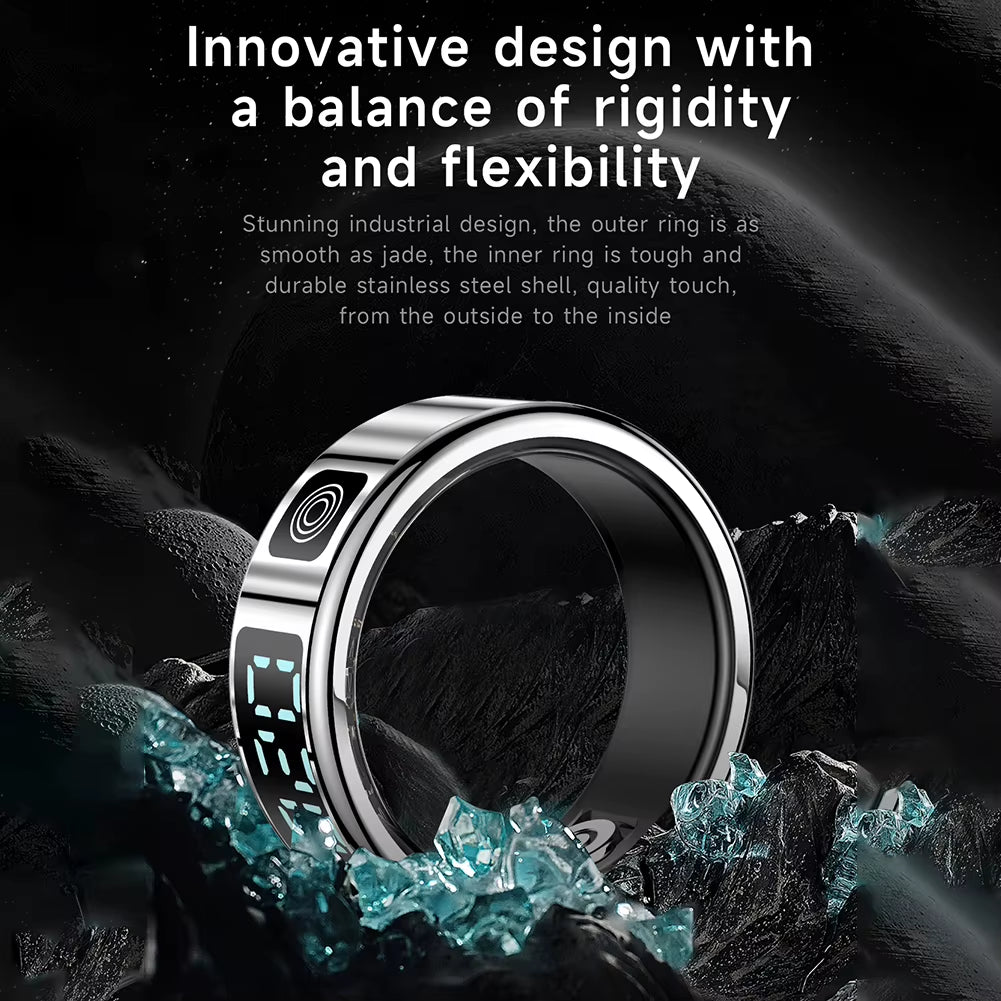 New RS08 Smart Ring Heart Rate Health Monitor 5ATM Waterproof Multi Sport Modes Blood Oxygen Tracker for Xiaomi Samsung Phone