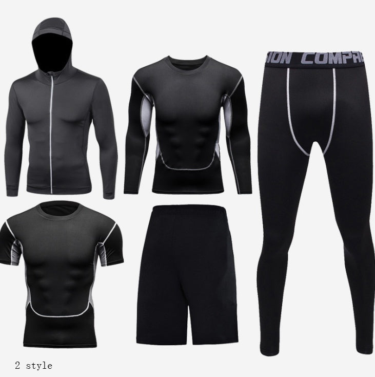 Men's Fitness Clothing Suit - Basketball Compression Tights for Performance and Support