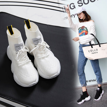 Women’s Little White Shoes - Summer New Korean Style Thick-Soled Casual Sneakers with Mesh Breathability and Sporty Comfort