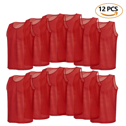 12 Pack Mesh Scrimmage Training Vests Football Vest Breathable Adults Jerseys Bibs