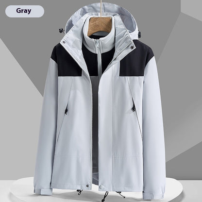 Hooded Windbreaker Unisex Fashion Colorblock Zip-up Jacket With Pockets Waterproof Outwear For Women Men Clothing