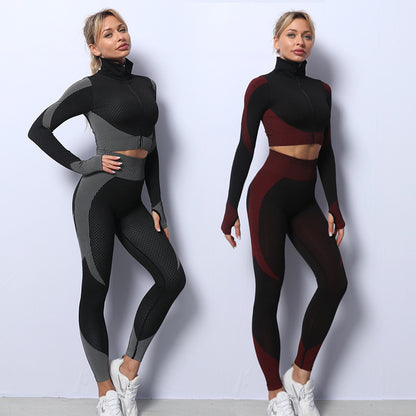 3PCS Seamless Yoga Set for Women - Gym Leggings, Crop Top, and Sports Bra Fitness Tracksuit