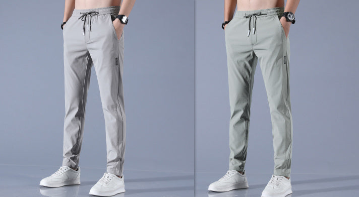 Summer Ice Silk Men's Stretch Breathable Straight Sports Trousers