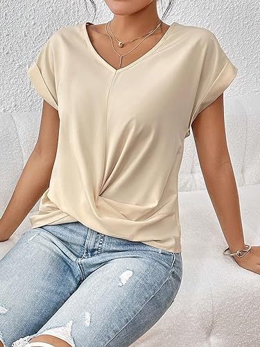 Fashion Short-sleeve T-shirt Summer Casual Irregular Knot Top For Women