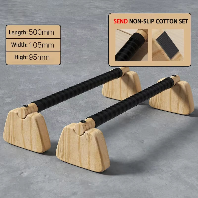 Pull up Stand Handles Wooden Push up Bar Beech Wood Calisthenics Exercise Equipment for Home Wood Parallettes Bar for Floor Use