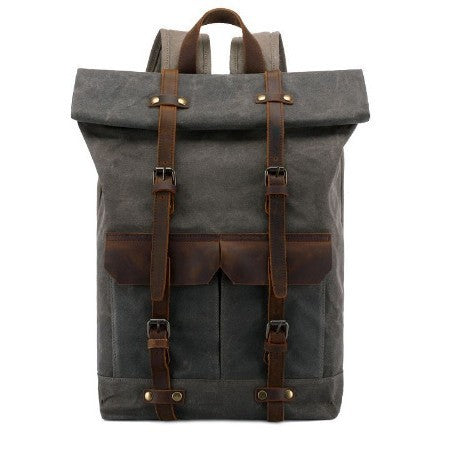 Vintage Backpack Horse Leather Casual Oil Wax Canvas