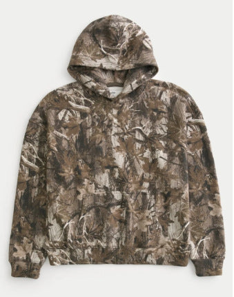 Women's Camouflage Hoodie Maple Leaf Print Oversized Sports Hoodie