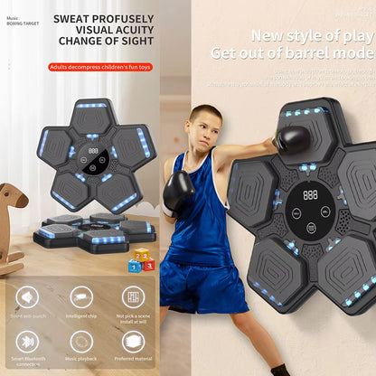 Music Boxing Machine Smart Bluetooth-Compatible Boxing Pads Workout Wall Target Punching Training Equipment for Home Exercise