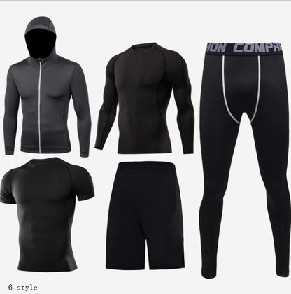 Men's Fitness Clothing Suit - Basketball Compression Tights for Performance and Support