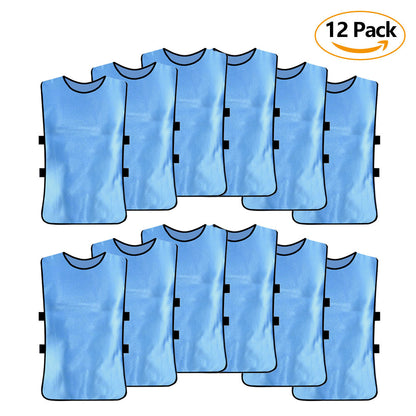 12 Pack Jerseys Bibs Breathable Adults Football Scrimmage Training Vests for Volleyball Soccer