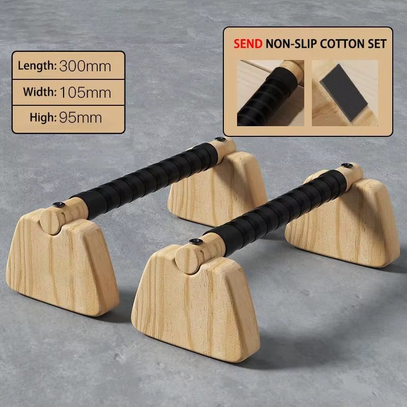 Pull up Stand Handles Wooden Push up Bar Beech Wood Calisthenics Exercise Equipment for Home Wood Parallettes Bar for Floor Use