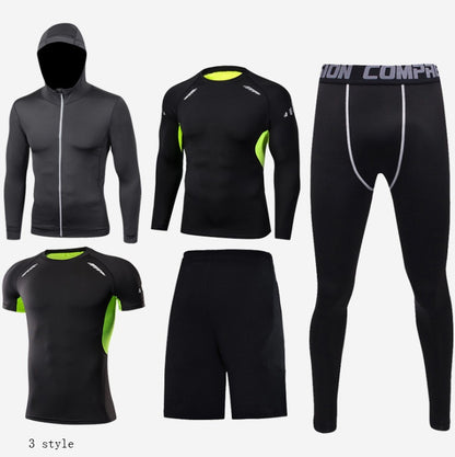 Men's Fitness Clothing Suit - Basketball Compression Tights for Performance and Support