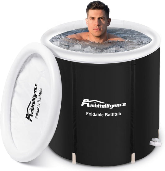 Portable Recovery Ice Tub - Foldable Insulated Cold Water Therapy Tub for Athletes, Fitness Rehab, and Spa Soaking