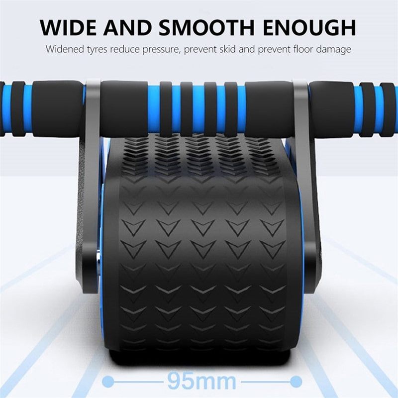 Double Wheel Abdominal Exerciser - Automatic Rebound Ab Wheel Roller for Waist Training, Home Gym & Sports