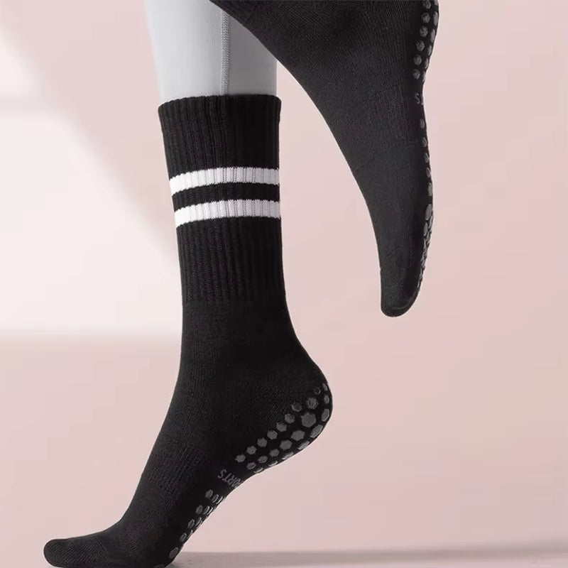 Professional Non-Slip Yoga Socks Cotton Mid-Tube Bottom Silicone Indoor Fitness Socks Gym Floor Socks Dance Pilates Sports Socks