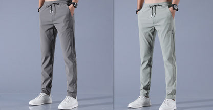 Summer Ice Silk Men's Stretch Breathable Straight Sports Trousers