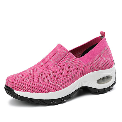 Mesh Sports Shoes Breathable Slip On Air Cushion Sneakers Casual Thick Bottom Heightened Shoes