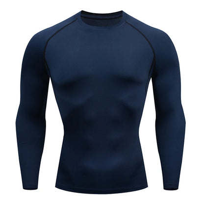 Men Compression Running T-shirt Fitness Tight Long Sleeve Sport Shirts Training Jogging Tops Gym Sportswear Dry Fit Rashgard