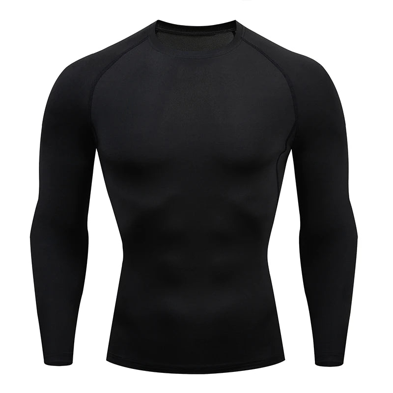 Men Compression Running T-shirt Fitness Tight Long Sleeve Sport Shirts Training Jogging Tops Gym Sportswear Dry Fit Rashgard