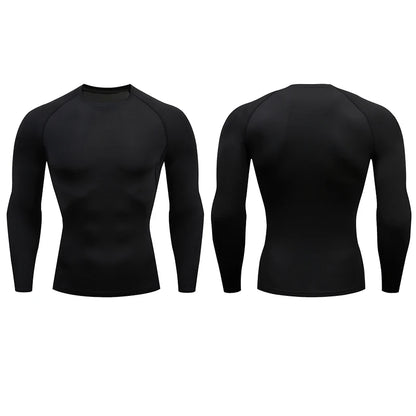 Men Compression Running T-shirt Fitness Tight Long Sleeve Sport Shirts Training Jogging Tops Gym Sportswear Dry Fit Rashgard