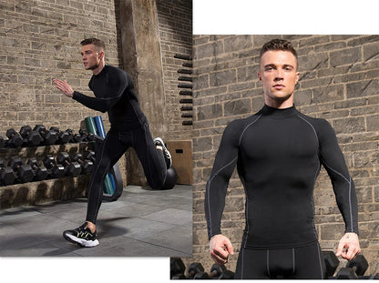 Men Bodybuilding Sport T-shirt Quick Dry Running Shirt Long Sleeve Compression Top Gym T Shirt Men Fitness Tight Rashgard