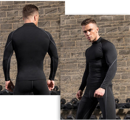 Men Bodybuilding Sport T-shirt Quick Dry Running Shirt Long Sleeve Compression Top Gym T Shirt Men Fitness Tight Rashgard