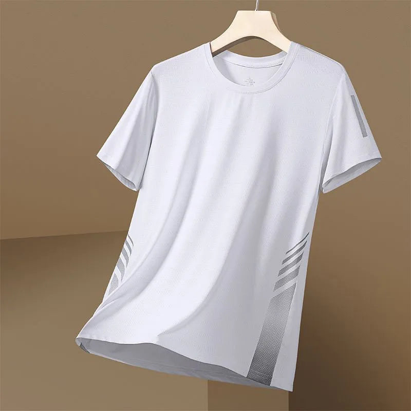 Men's T-shirts Summer Cooling Ice Silk T-shirts For Men Short Sleeve Breathable Fitness Sports Shirt Quick Dry Running Clothing