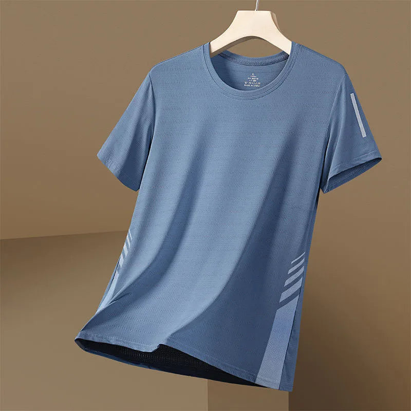 Men's T-shirts Summer Cooling Ice Silk T-shirts For Men Short Sleeve Breathable Fitness Sports Shirt Quick Dry Running Clothing