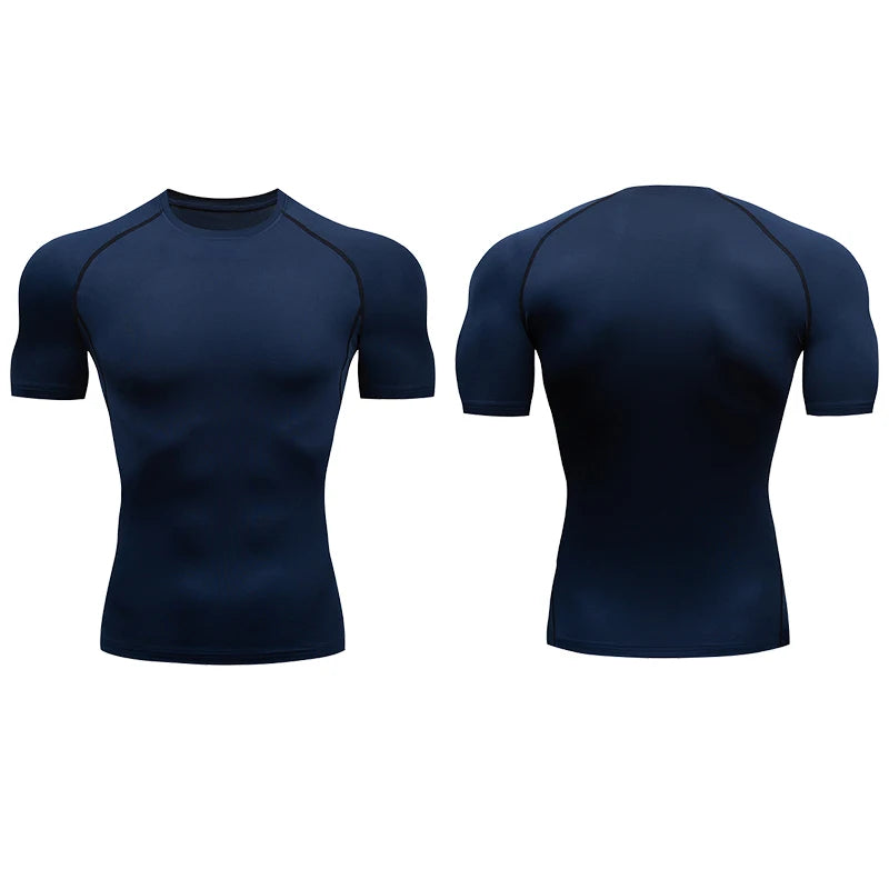 Men Running Compression T-shirt Short Sleeve Sport Tees Gym Fitness Sweatshirt Male Jogging Tracksuit Homme Athletic Shirt Tops