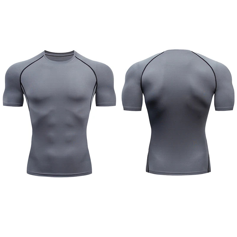 Men Running Compression T-shirt Short Sleeve Sport Tees Gym Fitness Sweatshirt Male Jogging Tracksuit Homme Athletic Shirt Tops