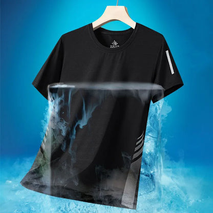 Men's T-shirts Summer Cooling Ice Silk T-shirts For Men Short Sleeve Breathable Fitness Sports Shirt Quick Dry Running Clothing