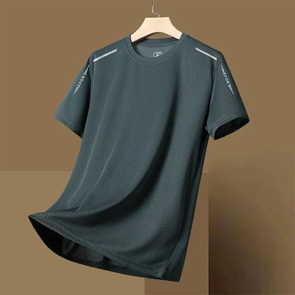 Men's Quick Dry Sport Running T-shirt Summer Fashion Simple Style Short Sleeves OverSize Tee Unisex Round Neck Special Offer Top