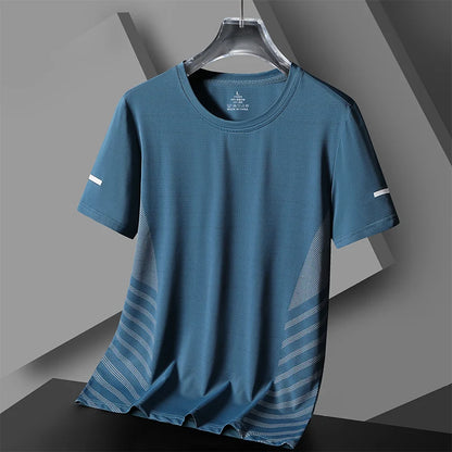 Men's Quick Dry Sport Running T-shirt Summer Fashion Simple Style Short Sleeves OverSize Tee Unisex Round Neck Special Offer Top