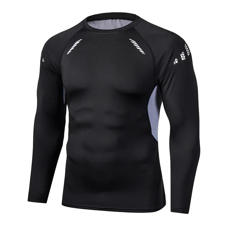 Men Compression Running T-shirt Fitness Tight Long Sleeve Sport Shirts Training Jogging Tops Gym Sportswear Dry Fit Rashgard