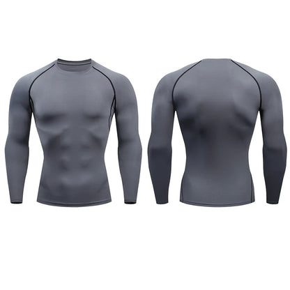 Men Compression Running T-shirt Fitness Tight Long Sleeve Sport Shirts Training Jogging Tops Gym Sportswear Dry Fit Rashgard