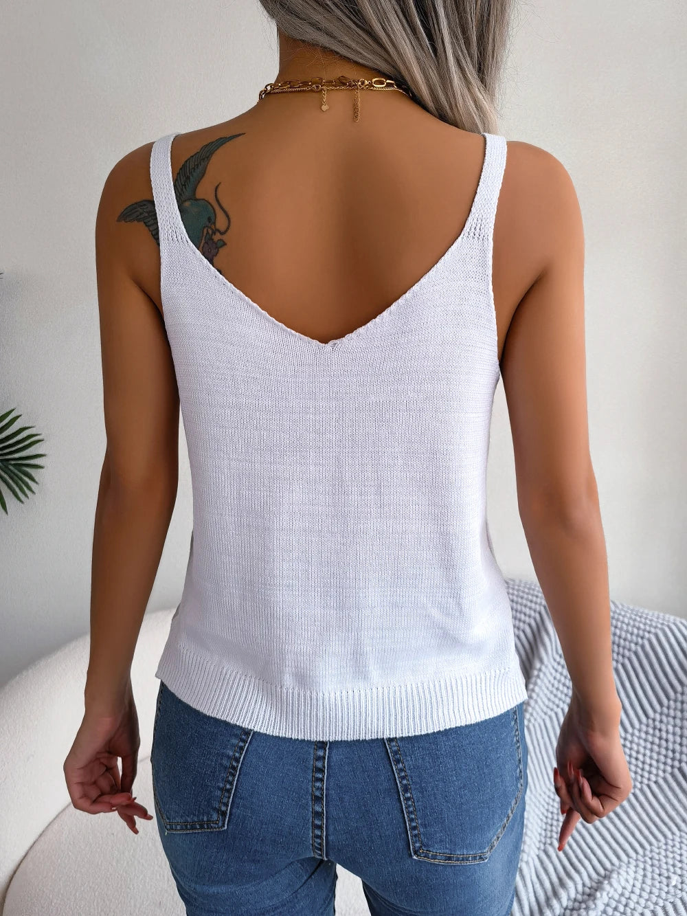 Women Summer Casual Hollow Out V Neck Top Beach Knitwear