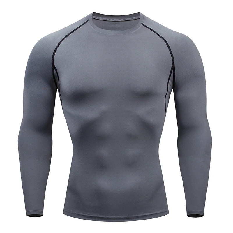 Men Compression Running T-shirt Fitness Tight Long Sleeve Sport Shirts Training Jogging Tops Gym Sportswear Dry Fit Rashgard