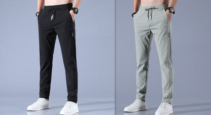 Summer Ice Silk Men's Stretch Breathable Straight Sports Trousers