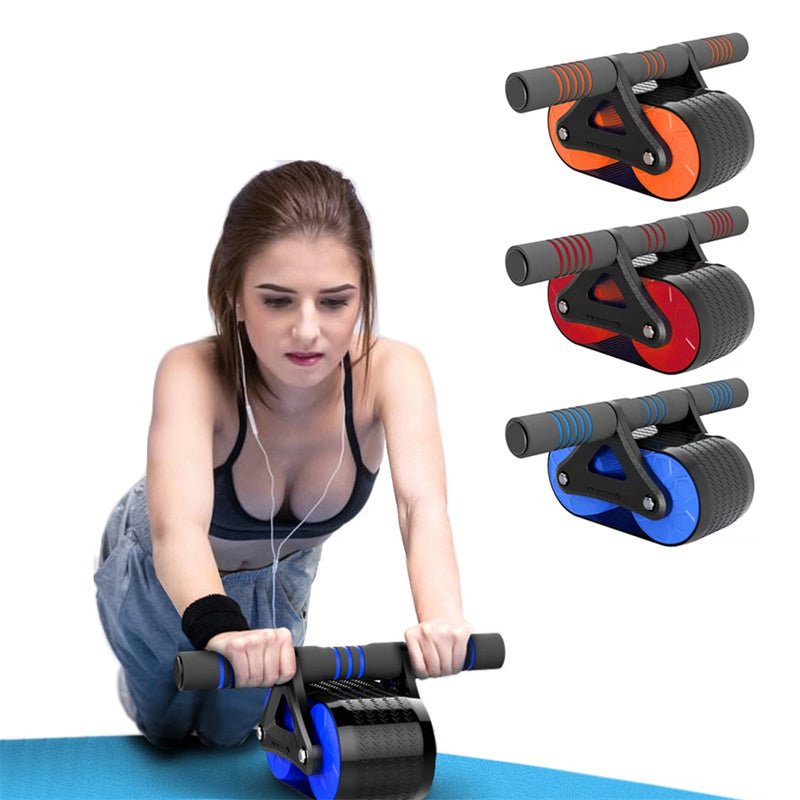 Double Wheel Abdominal Exerciser - Automatic Rebound Ab Wheel Roller for Waist Training, Home Gym & Sports