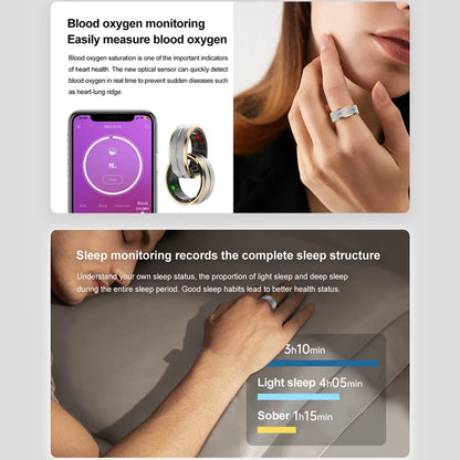 Smart Ring Health Tracker Monitor Heart Rate Monitor Sleep Monitori Step Counting Long Battery Life Multi Sports Modes