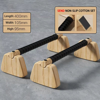 Pull up Stand Handles Wooden Push up Bar Beech Wood Calisthenics Exercise Equipment for Home Wood Parallettes Bar for Floor Use