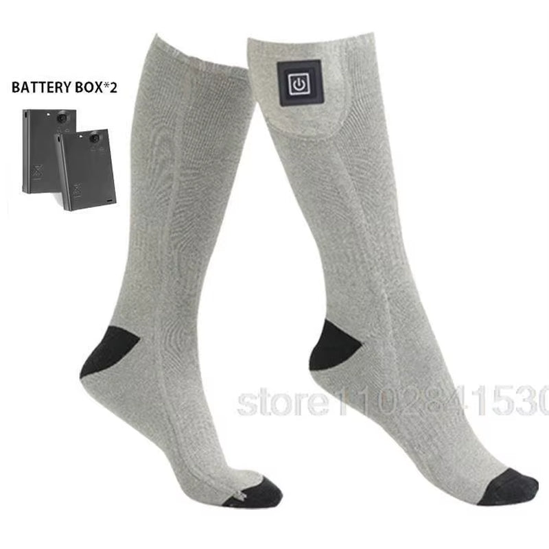 Heating Socks with Battery Box Rechargeable Anti-Cold Men Thermal Heated Foot Warmer Outdoor Camping Ski Sports Winter