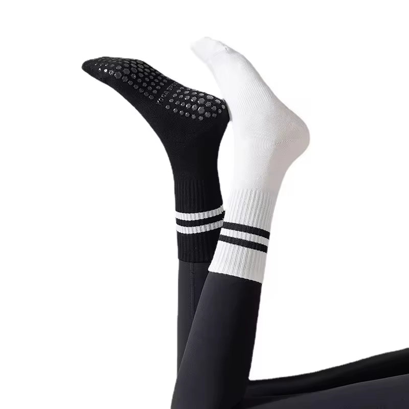 Professional Non-Slip Yoga Socks Cotton Mid-Tube Bottom Silicone Indoor Fitness Socks Gym Floor Socks Dance Pilates Sports Socks