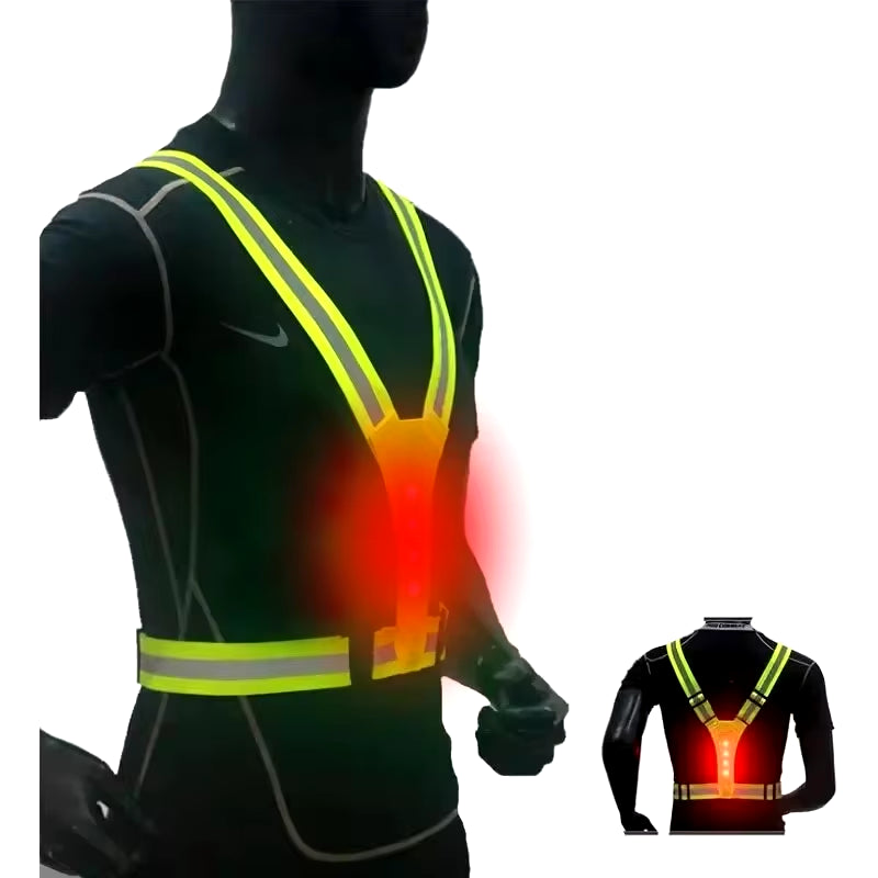 Safety Reflective Vest LED Running Light Adjustable Cycling Vest Night Warning Work Fishing Sports Vest