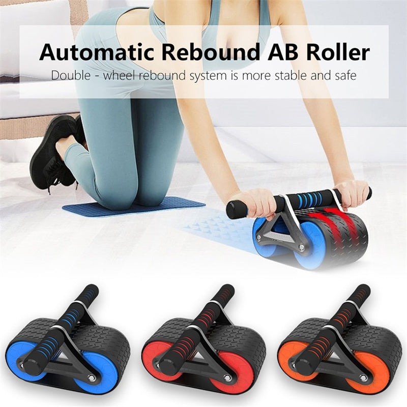 Double Wheel Abdominal Exerciser - Automatic Rebound Ab Wheel Roller for Waist Training, Home Gym & Sports