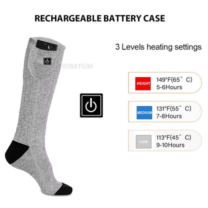 Heating Socks with Battery Box Rechargeable Anti-Cold Men Thermal Heated Foot Warmer Outdoor Camping Ski Sports Winter