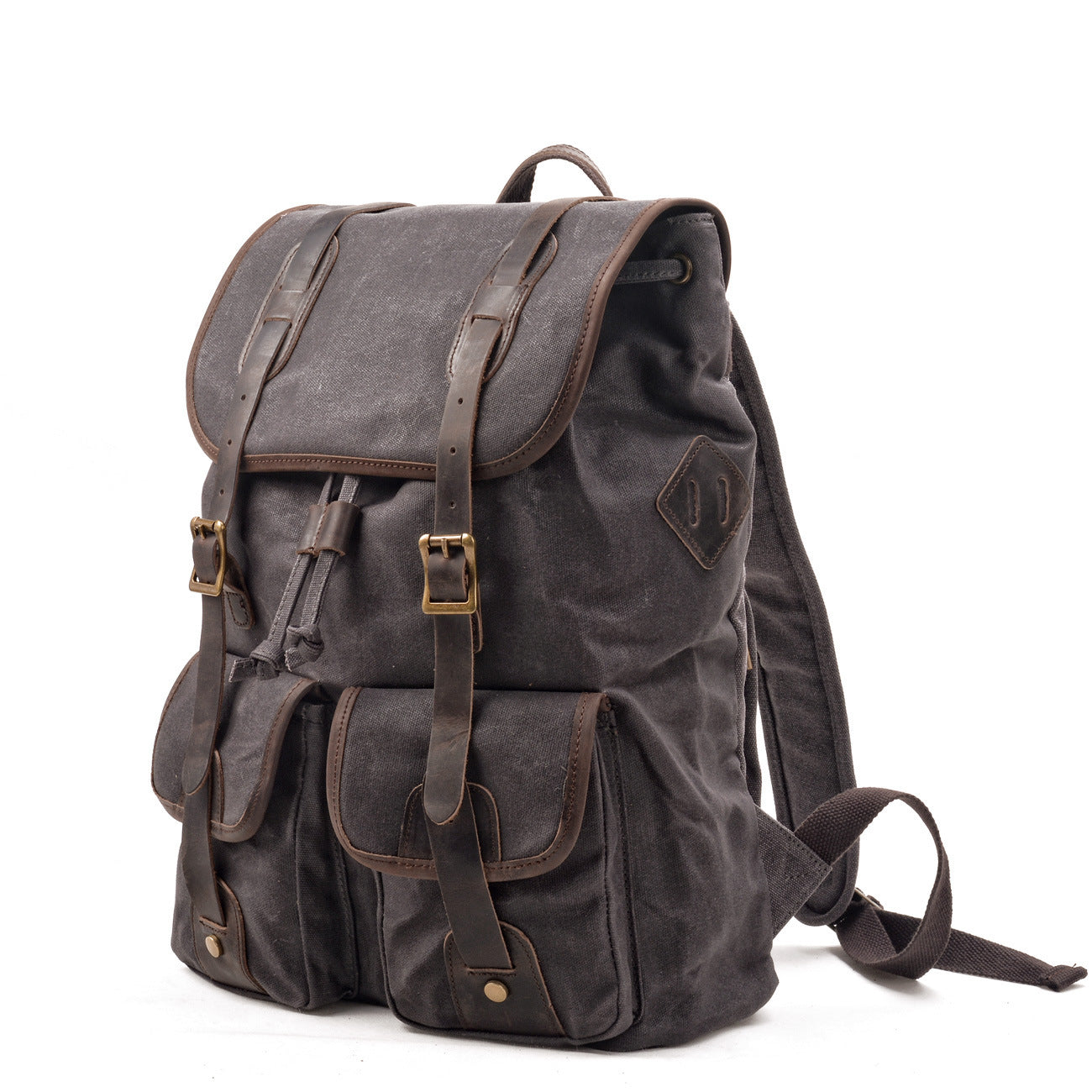 Travel Backpack Canvas Stitching Crazy Horse Leather