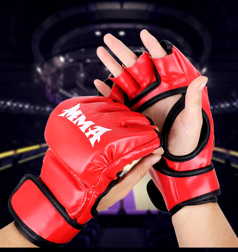 Professional Boxing Training Gloves Half Finger Leather Cushion for Adult Sanda Boxing UFC Training Sandbag Knuckles