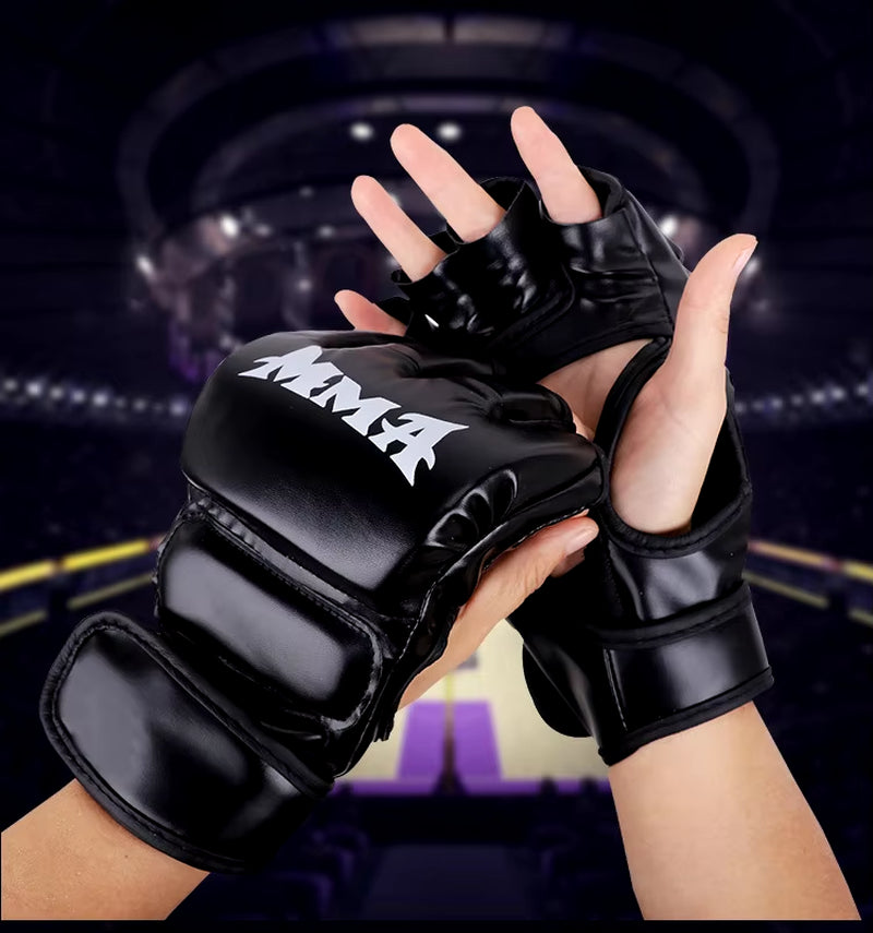 Professional Boxing Training Gloves Half Finger Leather Cushion for Adult Sanda Boxing UFC Training Sandbag Knuckles