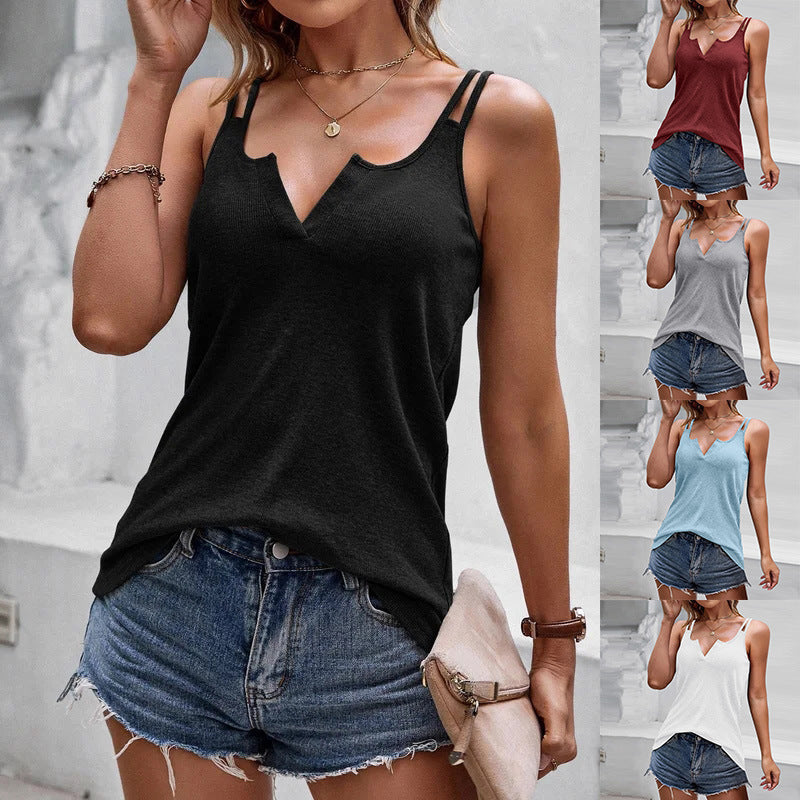 Women's V-Neck Camisole Tops - Casual Spaghetti Strap Tank Tops for Everyday Wear